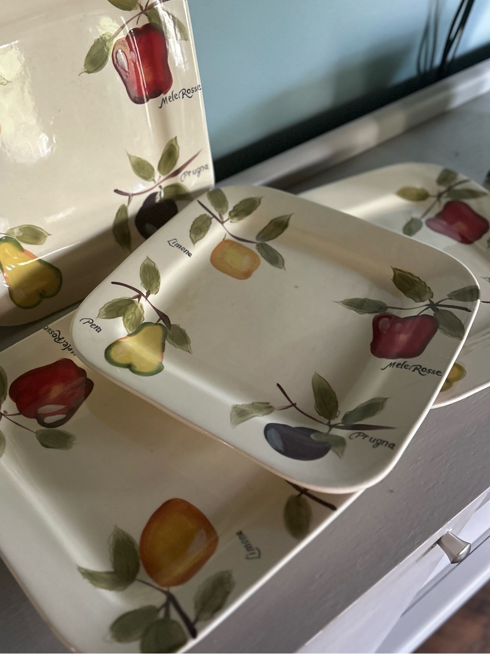 EUC TARGET HOME Fruit Motif Serve ware Plates, Set of 4, Hand Painted Details